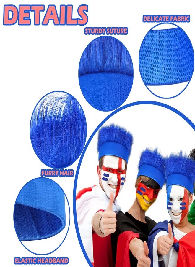 Popuid 6Pcs Hairy Headbands Flowy Troll Crazy Hair & Stickers - Spirit Week Accessories Cheering Headwear Costume Adult (Mixed Colors) - Image 3